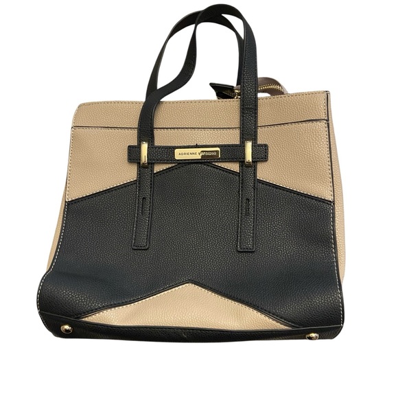 Adrienne Vittadini Handbags - Adrienne Vittadini Black and Tan Pebble Tote Bag